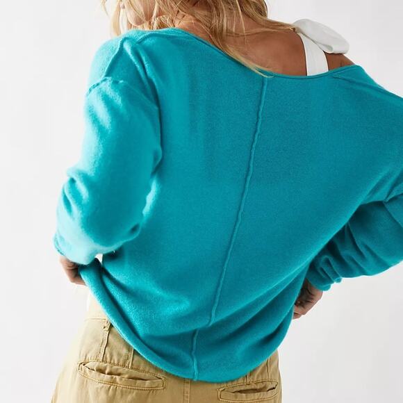 Free People Nimbus Cashmere Henley NEW XS BLUE - Picture 9 of 11